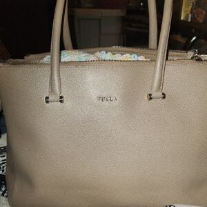 Furla Beige Leather Tote